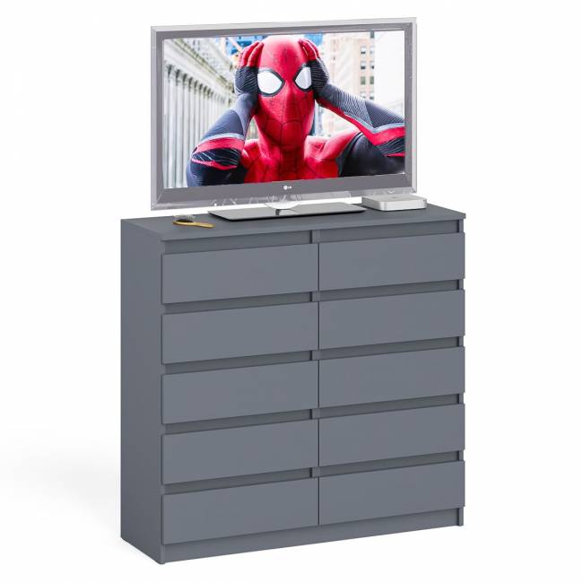 Комод высокий на десять выдвижных ящиков Мори МК1200.10 цвет графит Комод высокий на десять выдвижных ящиков Мори МК1200.10 цвет графит