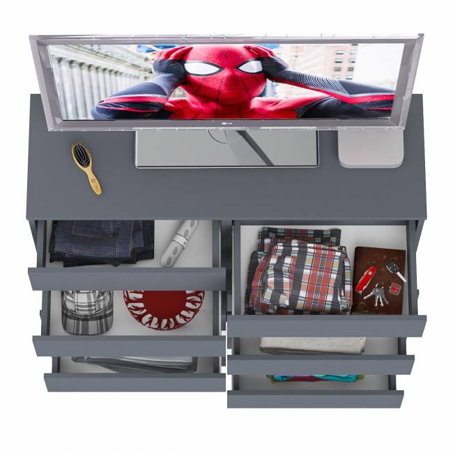 Комод высокий на десять выдвижных ящиков Мори МК1200.10 цвет графит Комод высокий на десять выдвижных ящиков Мори МК1200.10 цвет графит