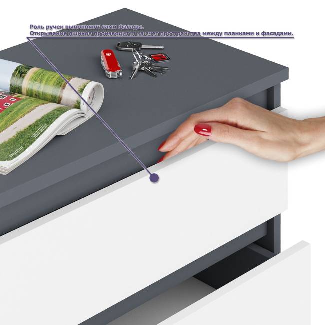 Двухтумбовый стол компьютерный МС-2 с ящиками и тумба-комод МК1200.4 Мори цвет графит/белый Двухтумбовый стол компьютерный МС-2 с ящиками и тумба-комод МК1200.4 Мори цвет графит/белый