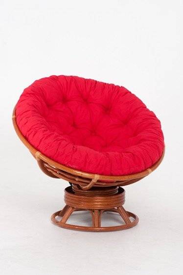 Кресло-качалка "PAPASAN" коньяк с механизмом красная подушка Кресло-качалка "PAPASAN" коньяк с механизмом красная подушка