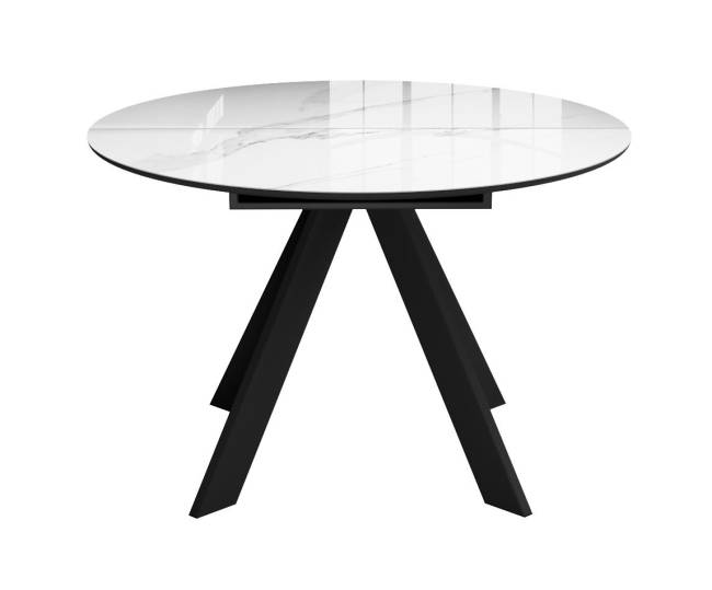 Стол DikLine SFC100 d1000 стекло Оптивайт Белый мрамор/подстолье черное