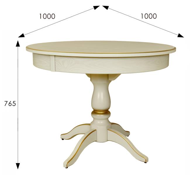 Стол обеденный Моро 04 раздвижной слоновая кость/золото 100/140*100