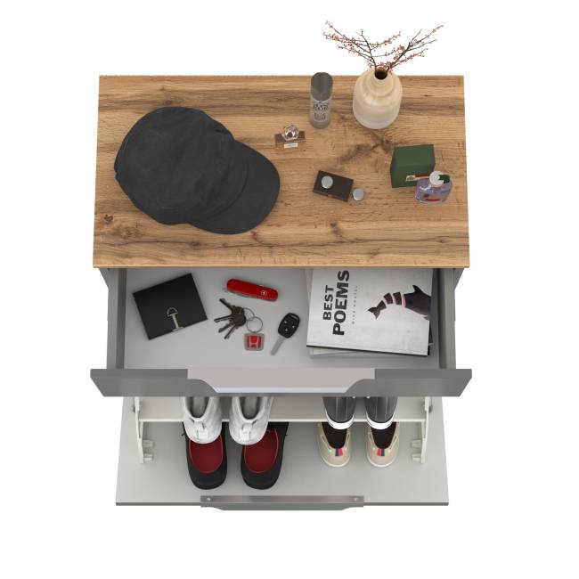 Тумба для обуви Октава 16.127 цвет серый графит/дуб крафт золотой Тумба для обуви Октава 16.127 цвет серый графит/дуб крафт золотой