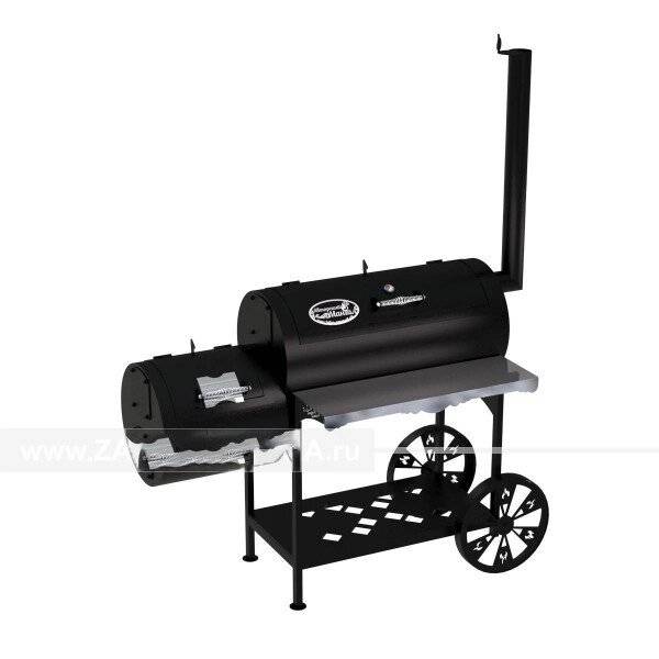 Гриль-Смокер XL, из стали толщиной 5 мм, топка слева, в термостойкой покраске Гриль-Смокер XL, из стали толщиной 5 мм, топка слева, в термостойкой покраске