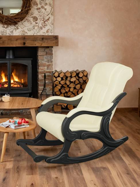 Кресло-качалка Модель 77 экокожа Дунди 112, каркас венге Кресло-качалка Модель 77 экокожа Дунди 112, каркас венге