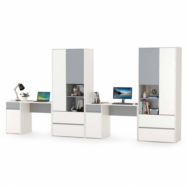 Для двоих детей молодёжная стенка Торонто цвет белый шагрень/стальной серый Для двоих детей молодёжная стенка Торонто цвет белый шагрень/стальной серый