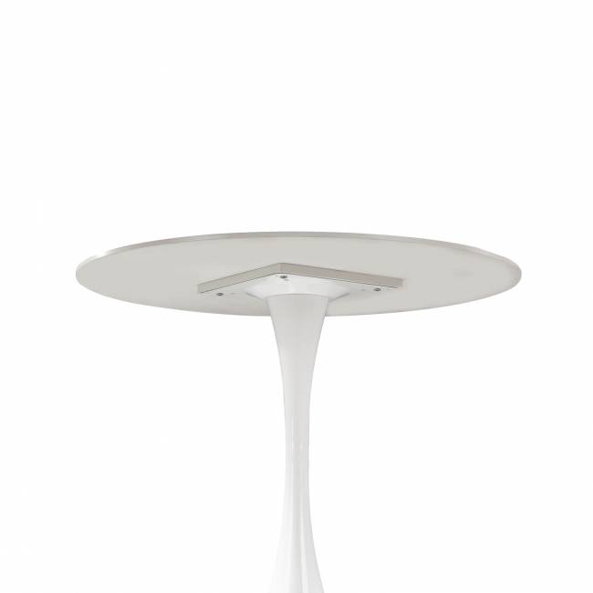 Стол Tulip D90, столешница керамика белый мрамор /опора белый