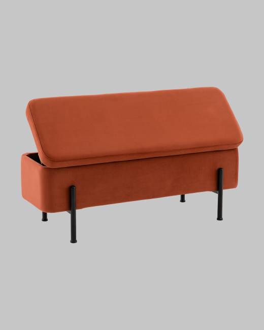 Банкетка Болейн с ящиком велюр терракотовый черные ножки