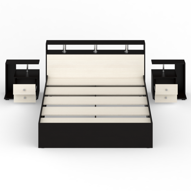 Кровать 1600 Камелия + две тумбы цвет венге/дуб лоредо Кровать 1600 Камелия + две тумбы цвет венге/дуб лоредо