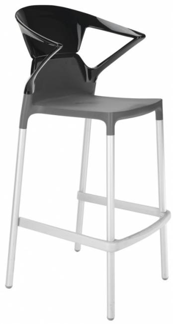 Кресло пластиковое барное Ego-K Bar сатинированный алюминий, антрацит матовый, черный 560х550х1100 мм Кресло пластиковое барное Ego-K Bar сатинированный алюминий, антрацит матовый, черный 560х550х1100 мм