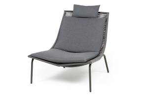 "Авиньон" кресло плетеное из роупа, каркас алюминий серый (RAL7022) муар, роуп серый круглый, ткань темно-серая 027 "Авиньон" кресло плетеное из роупа, каркас алюминий серый (RAL7022) муар, роуп серый круглый, ткань темно-серая 027