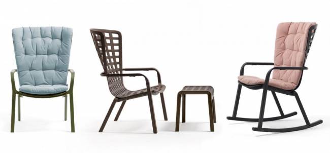 Лаунж-кресло пластиковое с подушкой Folio белый, розовый 720х810-925х1130-1065 мм