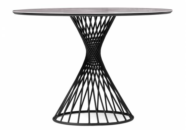 Стол стеклянный Вивиен 110 серый мрамор / черный