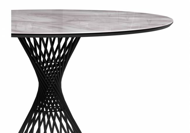Стол стеклянный Вивиен 110 серый мрамор / черный