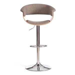 Барный стул VIMTA (mod.4021S) металл/дерево/ткань, 60х51х91,5-112,5 см, выс. сид. 61,5-82,5 см, бежевый/натур./хром, Aimcasa 5 береза, серый металл/дерево/ткань