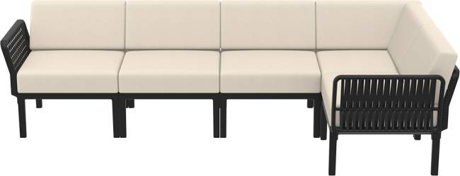 Комплект пластиковой мебели Portofino Lounge Corner черный, бежевый Комплект пластиковой мебели Portofino Lounge Corner черный, бежевый