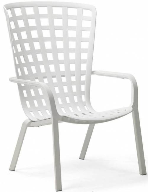 Лаунж-кресло пластиковое с подушкой Folio белый, бежевый 720х810-925х1130-1065 мм Лаунж-кресло пластиковое с подушкой Folio белый, бежевый 720х810-925х1130-1065 мм