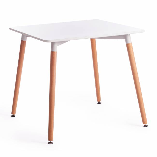 Стол JOHN (mod. T1003) МДФ/дерево, 80 х 80 х 75 см , White (Белый) / Natural (натуральный) White (Белый) / Natural (натуральный) МДФ/дерево
