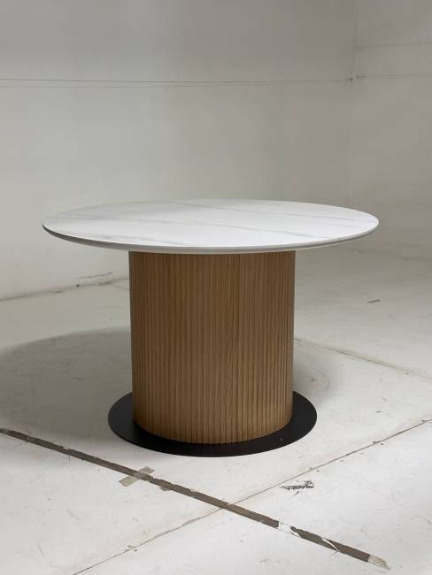 Стол MESA D120 цвет БЕЛЫЙ МРАМОР M326 / Каркас OAK, ®DISAUR