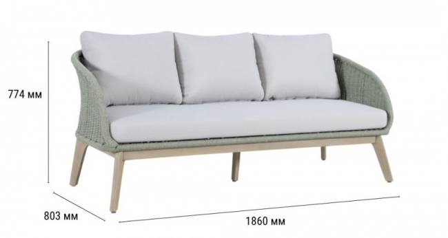 Диван деревянный трехместный Madrague светлый тик, бежевый 1860х803х774 мм Диван деревянный трехместный Madrague светлый тик, бежевый 1860х803х774 мм