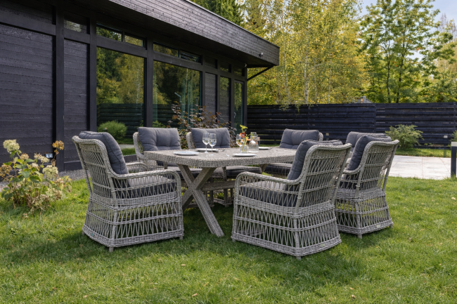 Обеденный комплект ISABELLA из искусственного ротанга (серый)