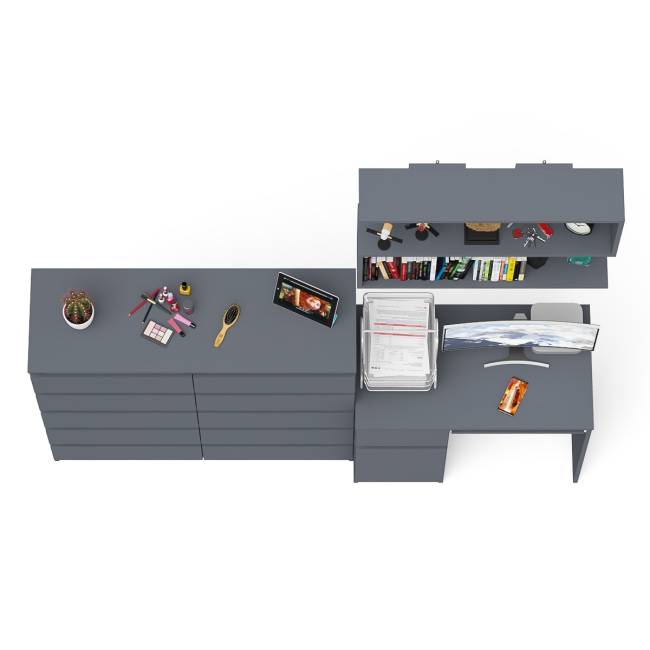 Комод 10-ть ящиков Мори МК1200.10 с компьютерным столом МС-1 левый и полкой цвет графит Комод 10-ть ящиков Мори МК1200.10 с компьютерным столом МС-1 левый и полкой цвет графит