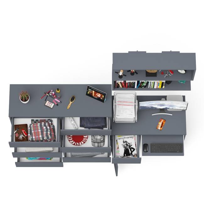 Комод 10-ть ящиков Мори МК1200.10 с компьютерным столом МС-1 левый и полкой цвет графит Комод 10-ть ящиков Мори МК1200.10 с компьютерным столом МС-1 левый и полкой цвет графит