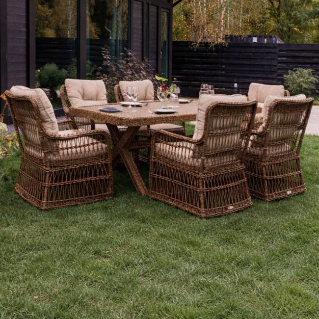 Обеденный комплект ISABELLA из искусственного ротанга (коричневый) Обеденный комплект ISABELLA из искусственного ротанга (коричневый)