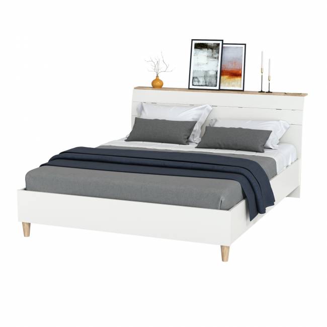 Кровать Муссон 11.41 цвет белый/дуб эндгрейн элегантный Кровать Муссон 11.41 цвет белый/дуб эндгрейн элегантный