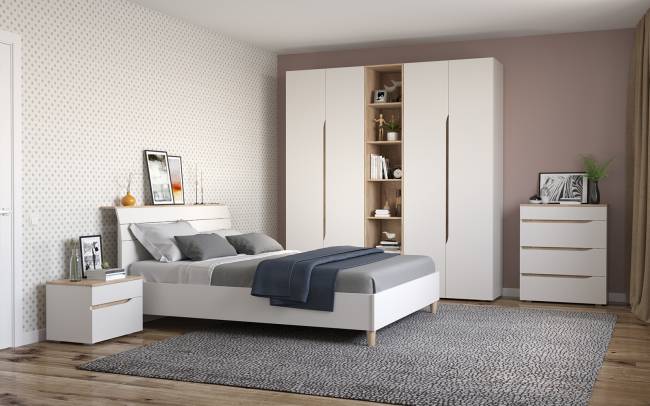 Кровать Муссон 11.41 цвет белый/дуб эндгрейн элегантный Кровать Муссон 11.41 цвет белый/дуб эндгрейн элегантный