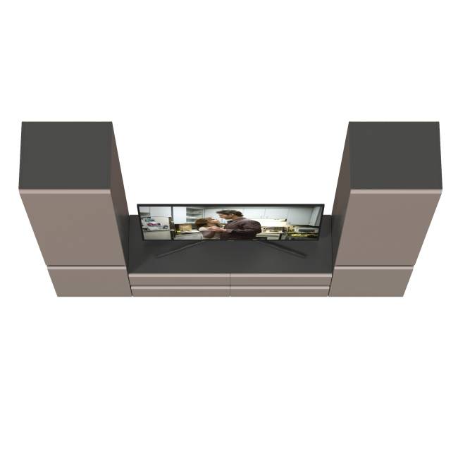 Два шкафа с полками внутри и тумба под ТВ Сидней цвет антрацит/МДФ веллюто капучино