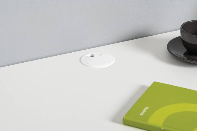 Компьютерные столы и шкаф для одежды Торонто цвет белый шагрень/стальной серый