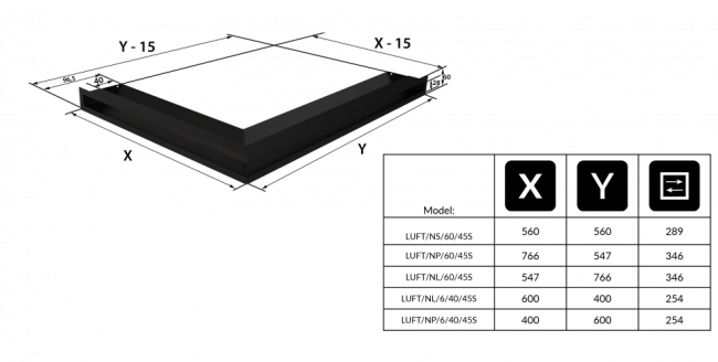 Решетка Kratki Люфт 60 угловая левая стальная