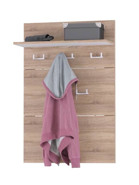 Обувница 13.113 + Вешалка 10.122 + обувница 13.114 + Зеркало Куба цвет дуб сонома/белый премиум Обувница 13.113 + Вешалка 10.122 + обувница 13.114 + Зеркало Куба цвет дуб сонома/белый премиум