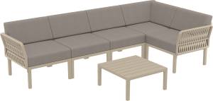 Комплект пластиковой мебели Portofino Lounge Corner бежевый, светло-коричневый