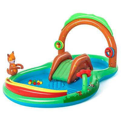 Игровой центр 295х199x130см "Лесные игры" с разбрызгивателем, горкой и игрушками, 325л, от 2 лет