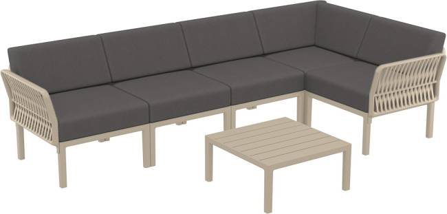 Комплект пластиковой мебели Portofino Lounge Corner бежевый, темно-серый Комплект пластиковой мебели Portofino Lounge Corner бежевый, темно-серый