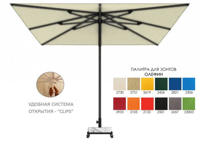 Зонт профессиональный 2х2 м Avocado Clips 2000х2000 мм