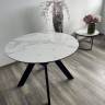 Стол БОНЖУР 100 БЕЛЫЙ МРАМОР, стекло, черная шагрень / ЧЕРНЫЙ каркас М-City