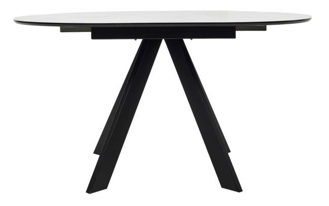 Стол БОНЖУР 100 БЕЛЫЙ МРАМОР, стекло, черная шагрень / ЧЕРНЫЙ каркас М-City