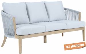 Диван деревянный трехместный Veneto светлый тик, серый 1880х802х711 мм Диван деревянный трехместный Veneto светлый тик, серый 1880х802х711 мм