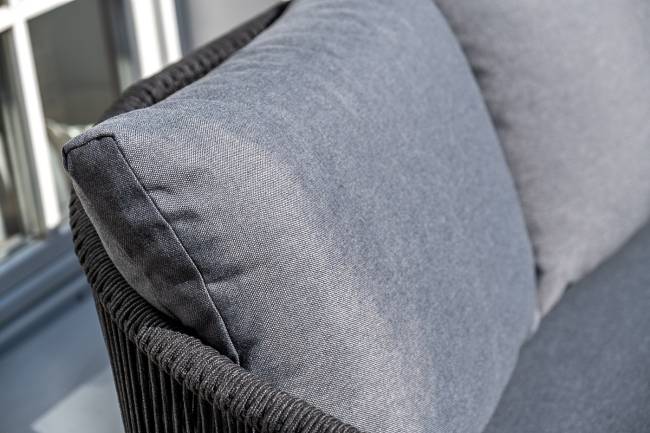 "Милан" лаунж-зона 4-местная плетеная из роупа (веревки), каркас алюминиевый темно-серый, роуп темно-серый "Милан" лаунж-зона 4-местная плетеная из роупа (веревки), каркас алюминиевый темно-серый, роуп темно-серый