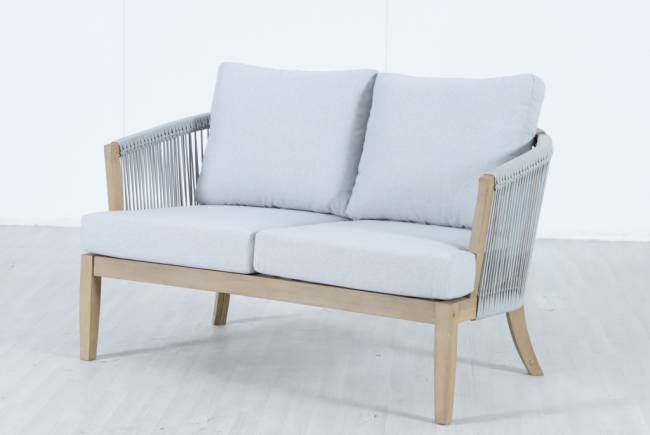 Диван деревянный двухместный Veneto светлый тик, серый 1280х802х711 мм Диван деревянный двухместный Veneto светлый тик, серый 1280х802х711 мм