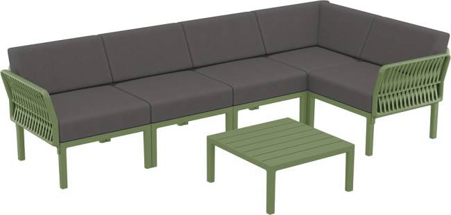 Комплект пластиковой мебели Portofino Lounge Corner оливковый, темно-серый Комплект пластиковой мебели Portofino Lounge Corner оливковый, темно-серый