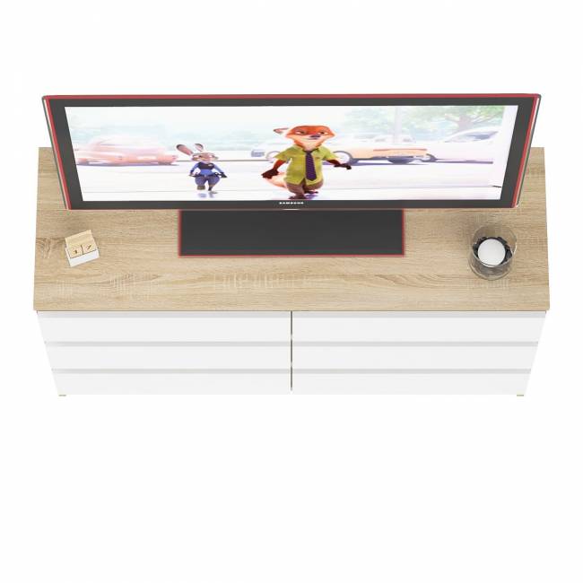 Широкий комод шесть ящиков Мори МК1200.6 цвет дуб сонома/белый