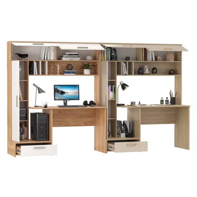 Письменные столы Лайт 03.243Н цвет дуб крафт золотой/белый премиум/плэйн/сатин Письменные столы Лайт 03.243Н цвет дуб крафт золотой/белый премиум/плэйн/сатин