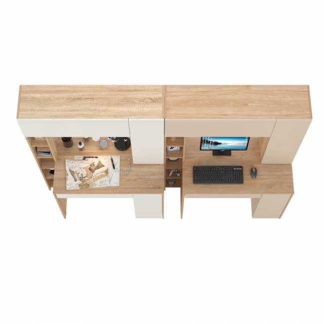 Комплект их двух компьютерных столов Комфорт 12.71 цвет дуб сонома/белый/гикори рокфорд натуральный/сатин