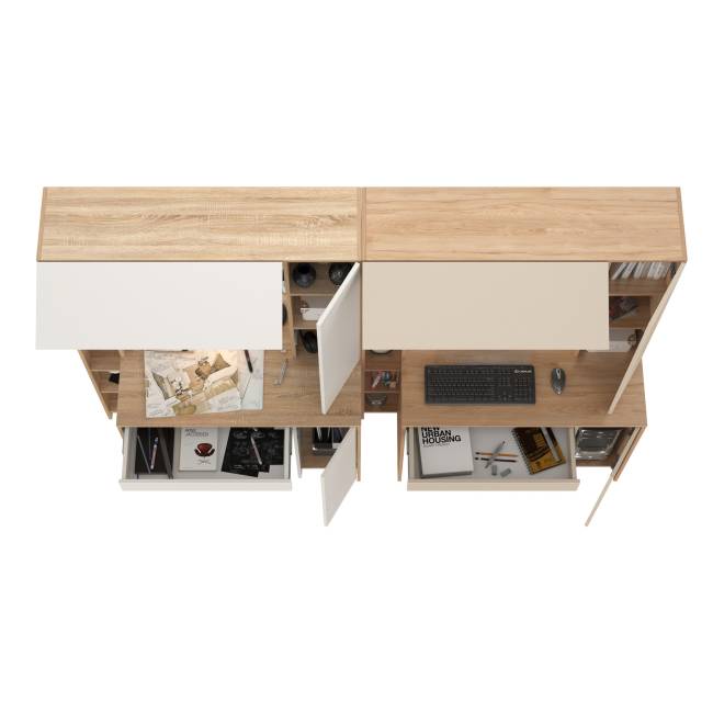 Комплект их двух компьютерных столов Комфорт 12.71 цвет дуб сонома/белый/гикори рокфорд натуральный/сатин