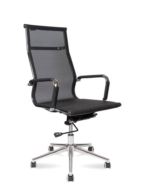 Кресло офисное / Хельмут только Москва / УЦЕНКА  (black) сталь + хром / черная сетка