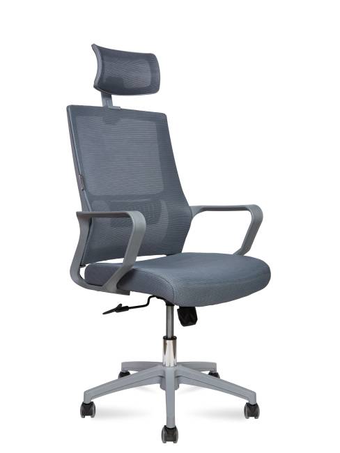 Кресло офисное / Max Grey / серый пластик / серая сетка / серая ткань